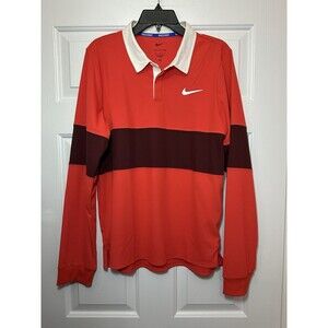 Size M Nike Court Advantage Slam Light Crimson Long Sleeve Polo IB8141-696 NEW